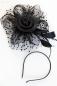 Preview: Gothic Haarschmuck „Black flower“ mit Tüll & Federn